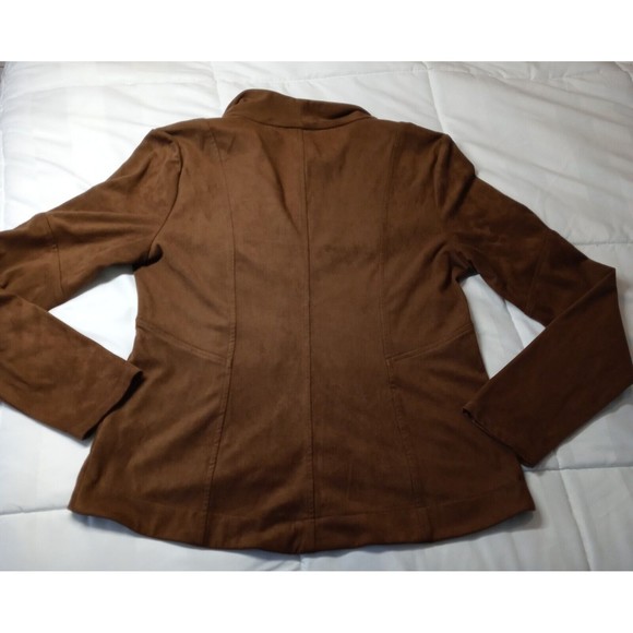 Jessica Simpson Jacket Womens Size M Brown Suede Full Zip Long Sleeve - Picture 4 of 6